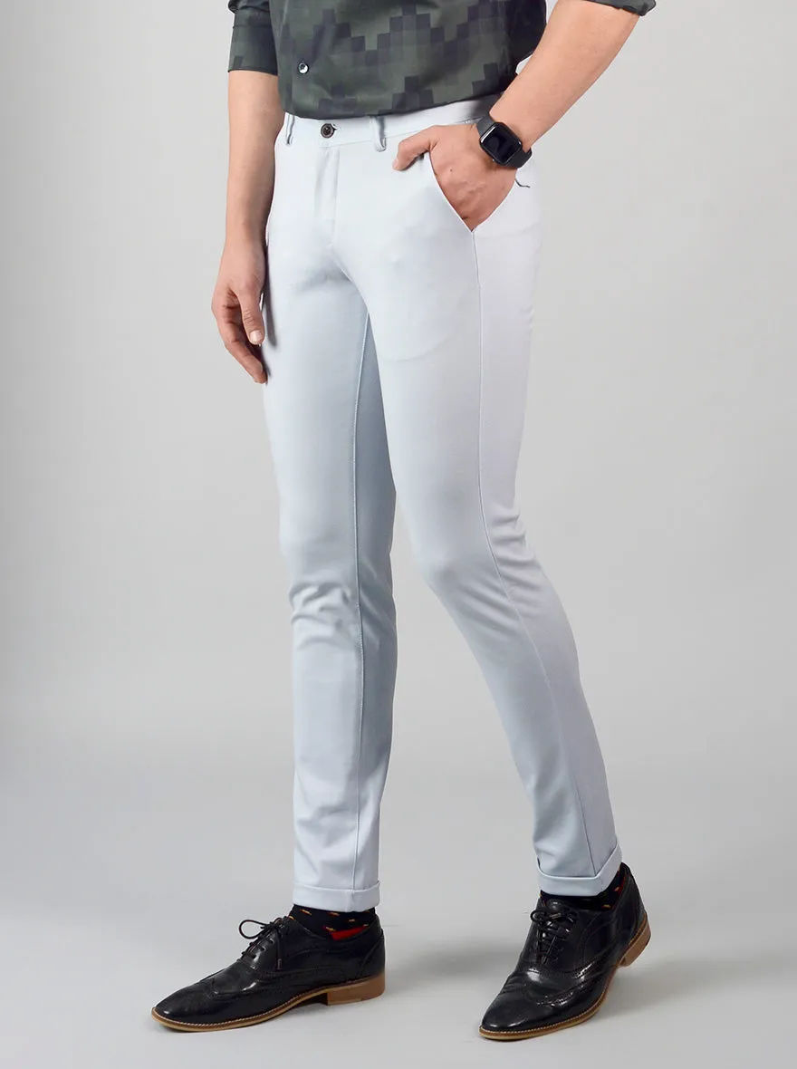 Pearl Blue Solid Slim Fit Chinos | JadeBlue