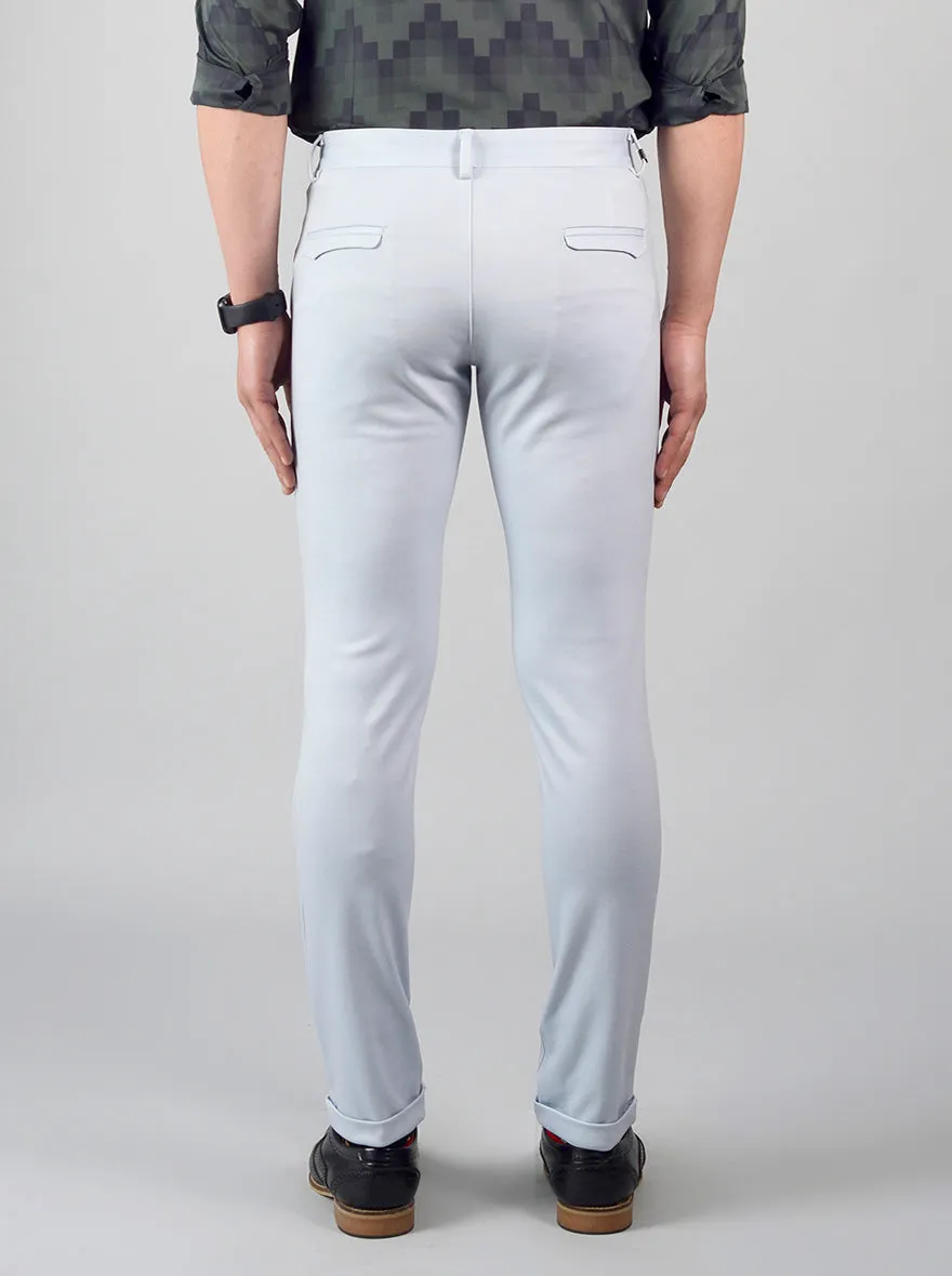 Pearl Blue Solid Slim Fit Chinos | JadeBlue