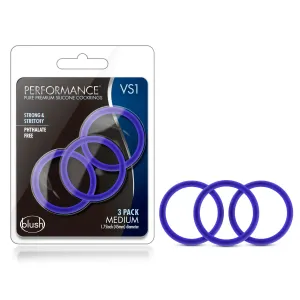 Performance VS1 Pure Premium Silicone Cock Rings Medim - 3 Pack)