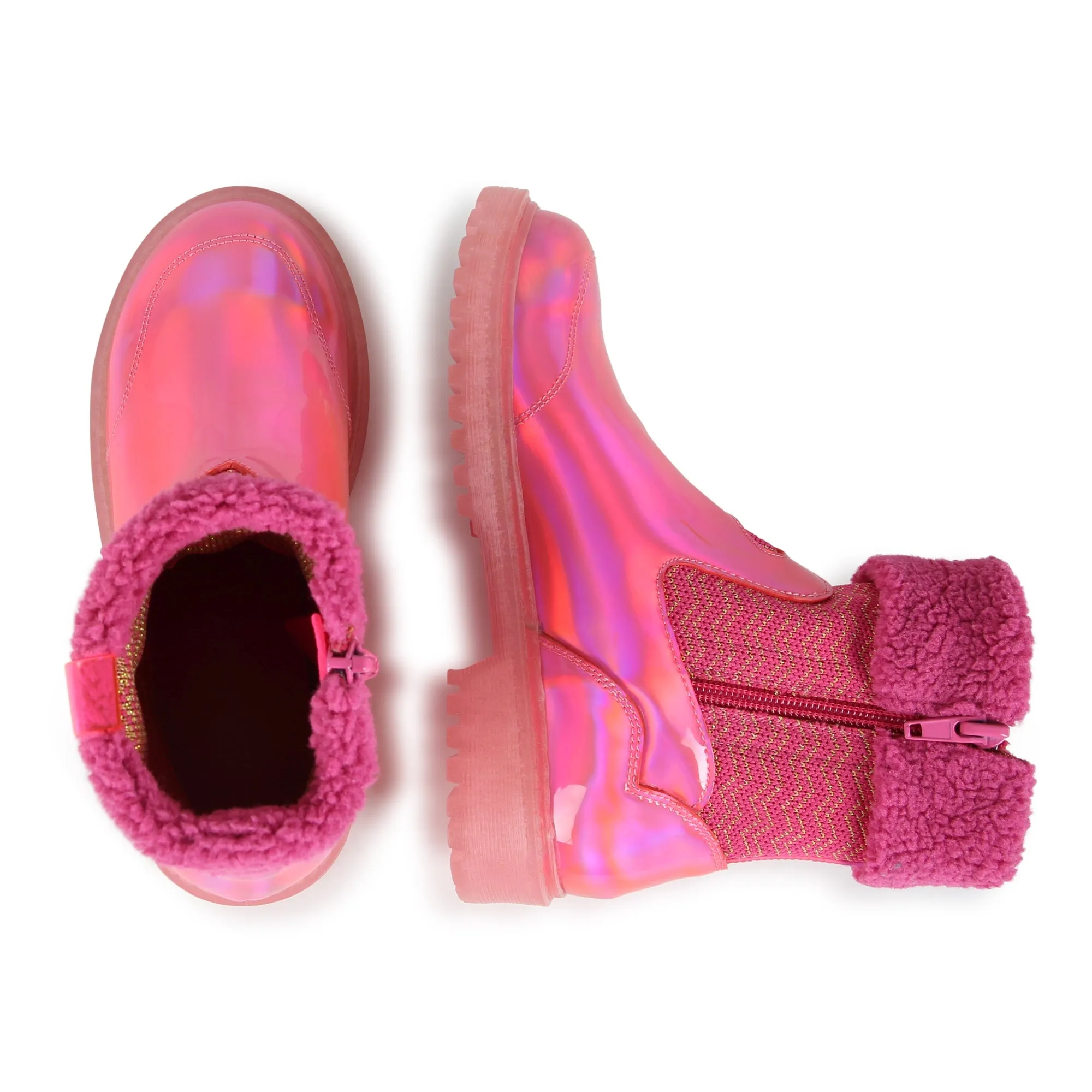 Pink Iridescent Chelsea Boots