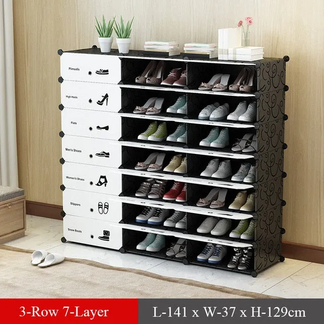 Plastic Modular Shoe Cabinet Shoes Rack Hallway Bedroom Shoe Rack Organizer Holder Assemble Footwear Shoes Shelf DIY Storage