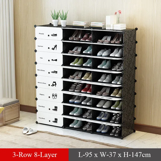 Plastic Modular Shoe Cabinet Shoes Rack Hallway Bedroom Shoe Rack Organizer Holder Assemble Footwear Shoes Shelf DIY Storage