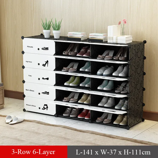 Plastic Modular Shoe Cabinet Shoes Rack Hallway Bedroom Shoe Rack Organizer Holder Assemble Footwear Shoes Shelf DIY Storage