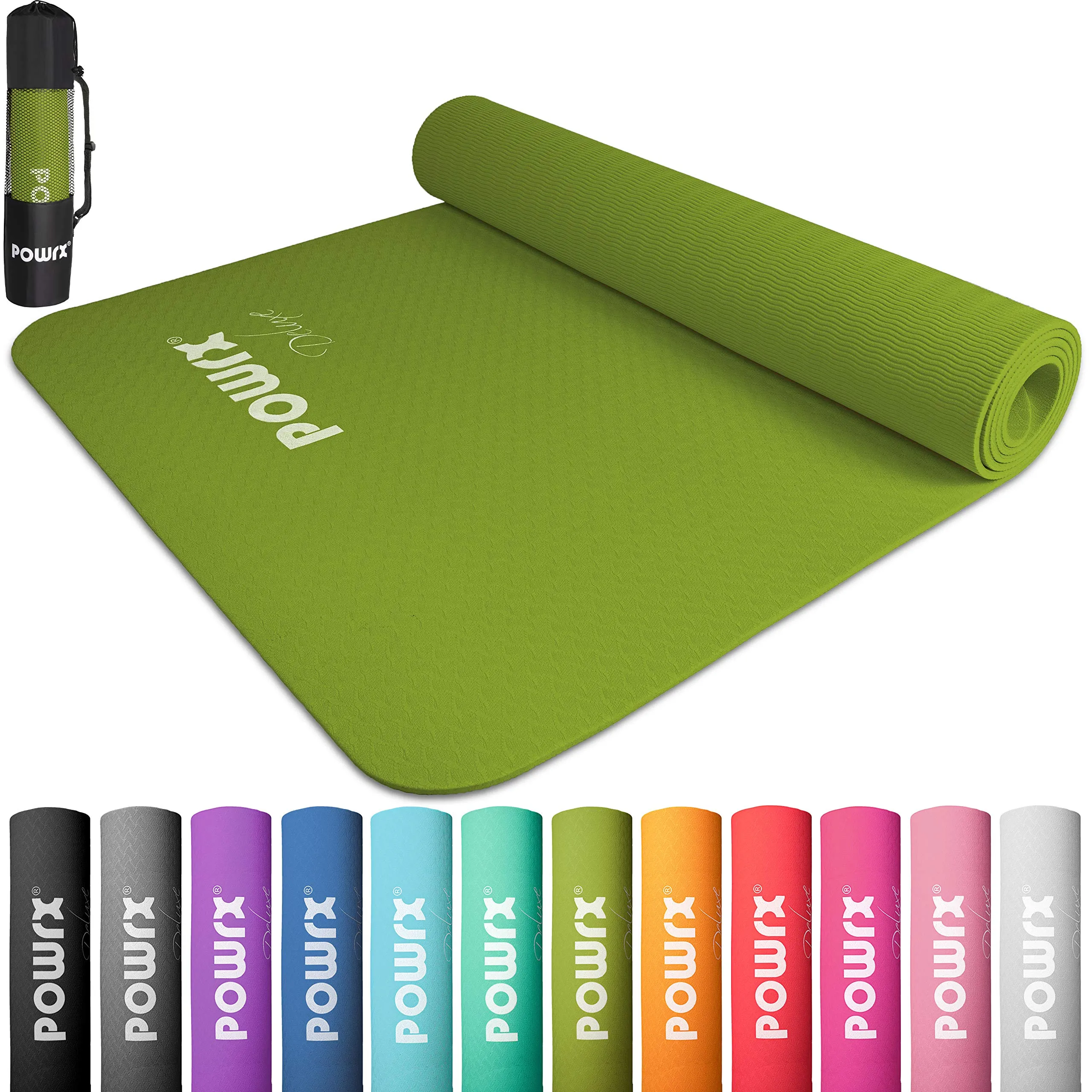 POWRX Yoga Mat TPE with Bag | Excersize mat for workout | Non-slip large yoga mat