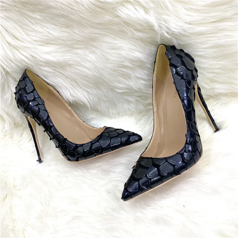 Pre Order:  Croc Pattern Stiletto Pumps Shoes