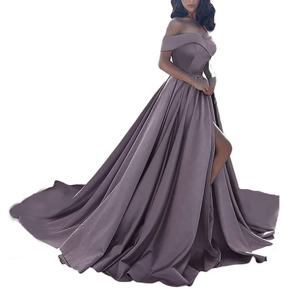 Prom Dresses Long Ball Gowns Off Shoulder Split Formal Wedding Dress for Women