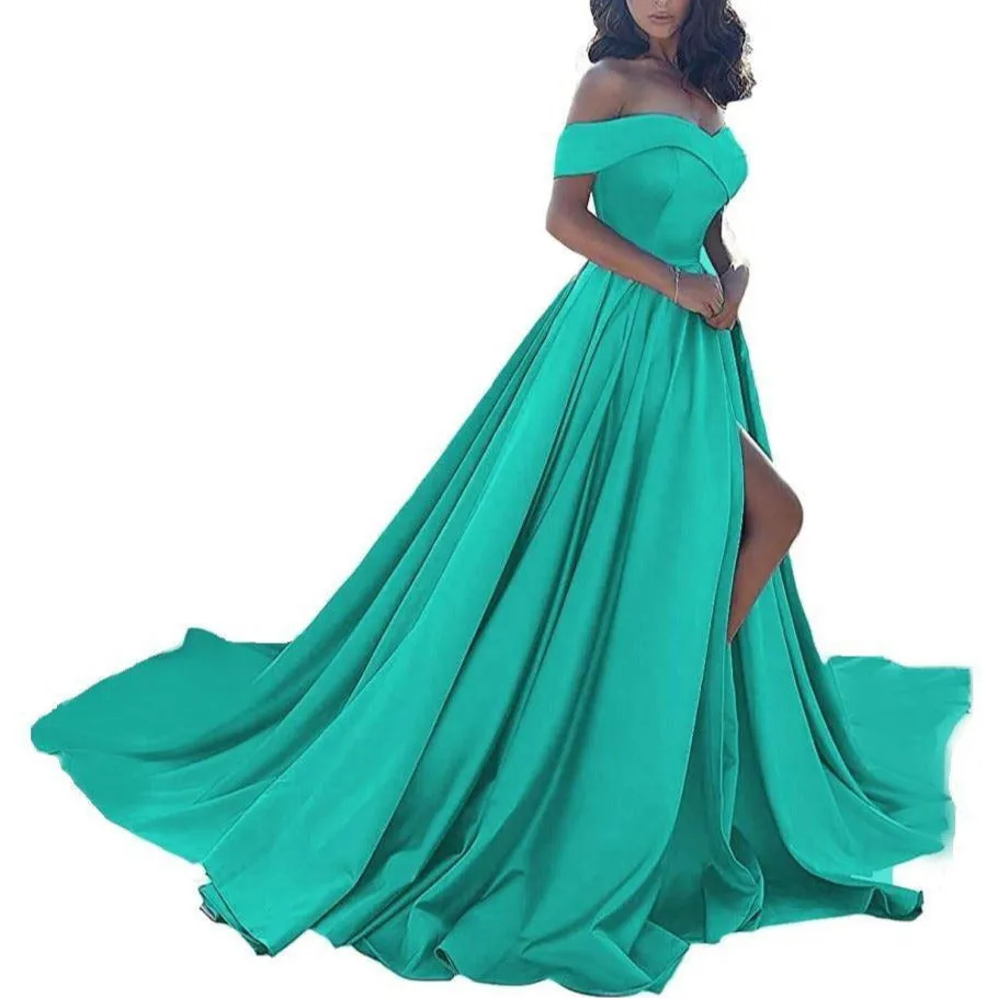 Prom Dresses Long Ball Gowns Off Shoulder Split Formal Wedding Dress for Women