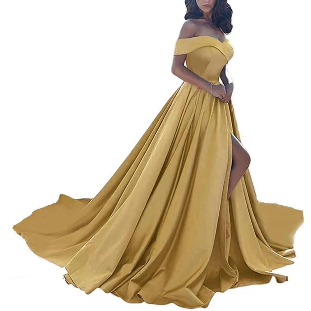 Prom Dresses Long Ball Gowns Off Shoulder Split Formal Wedding Dress for Women