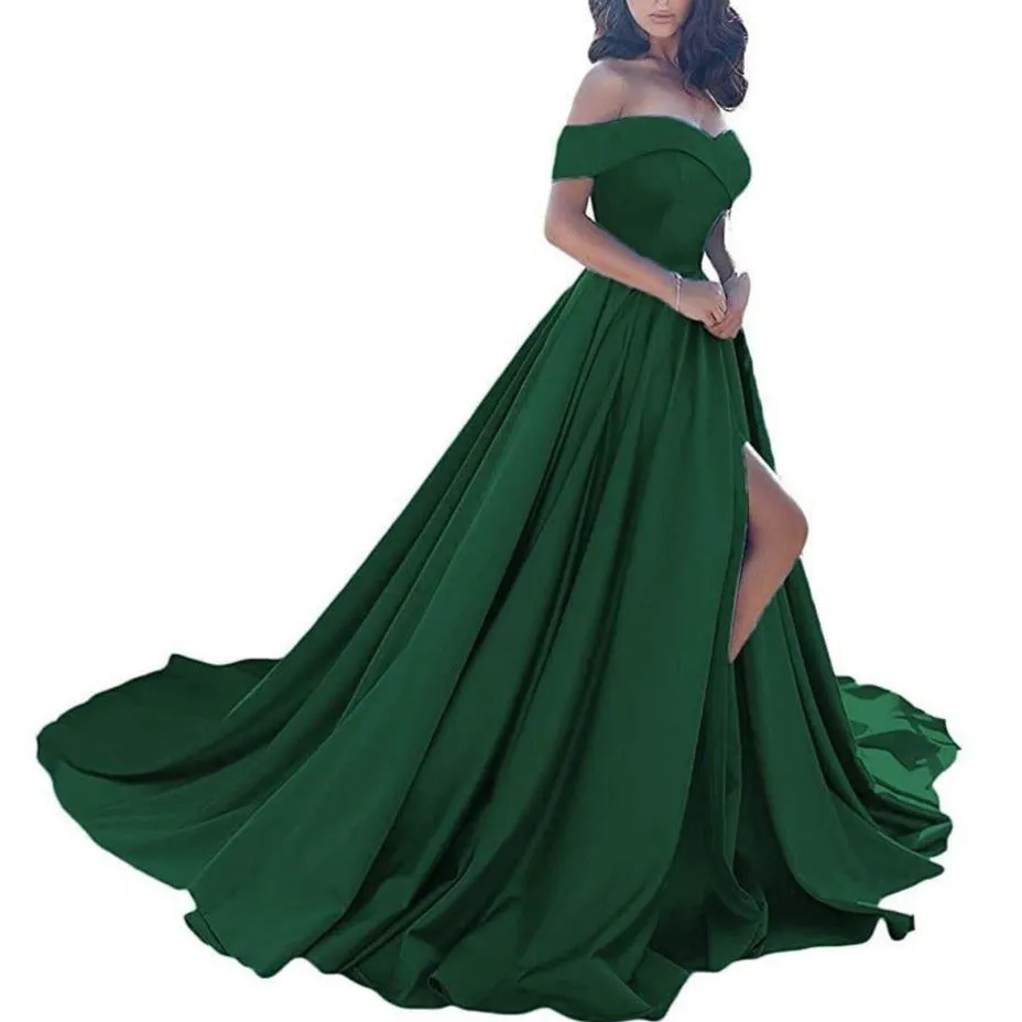 Prom Dresses Long Ball Gowns Off Shoulder Split Formal Wedding Dress for Women