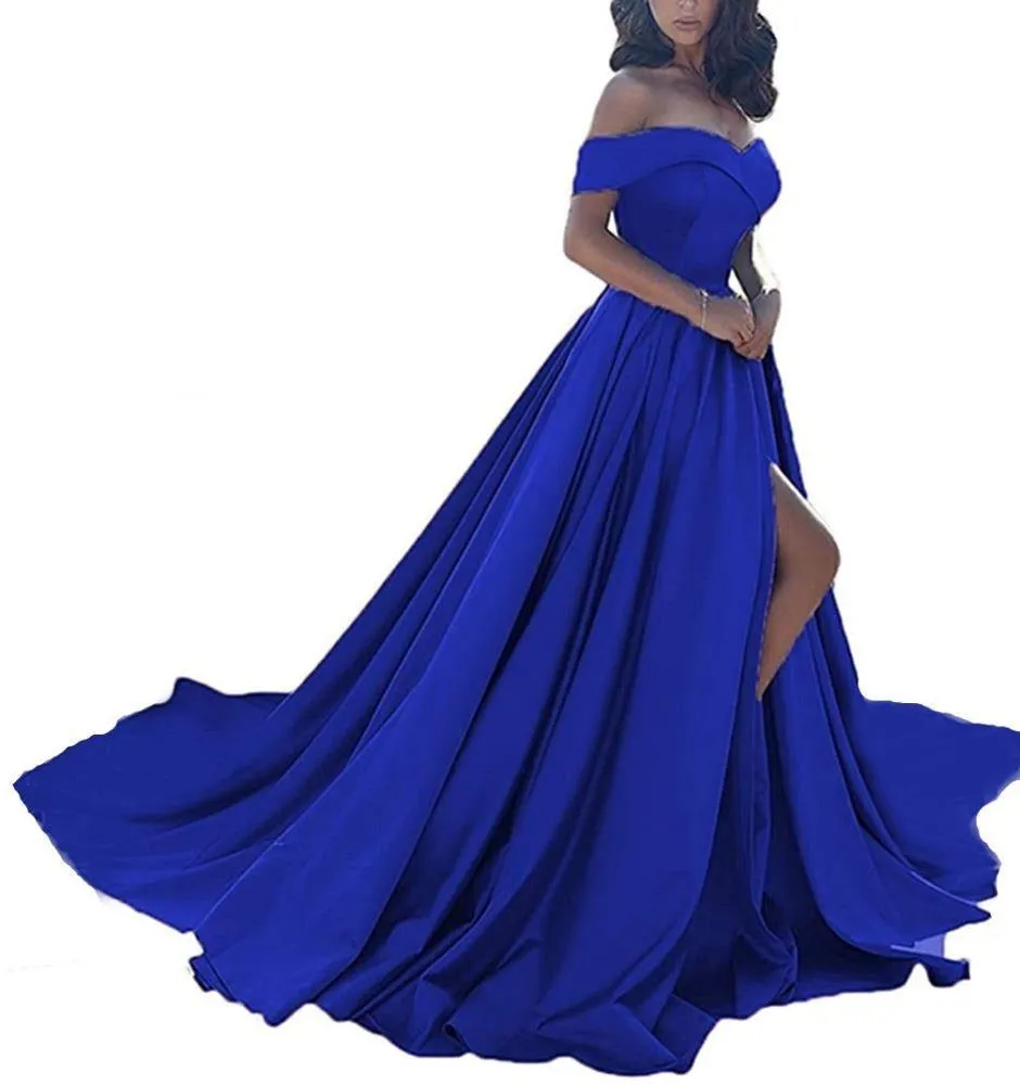 Prom Dresses Long Ball Gowns Off Shoulder Split Formal Wedding Dress for Women