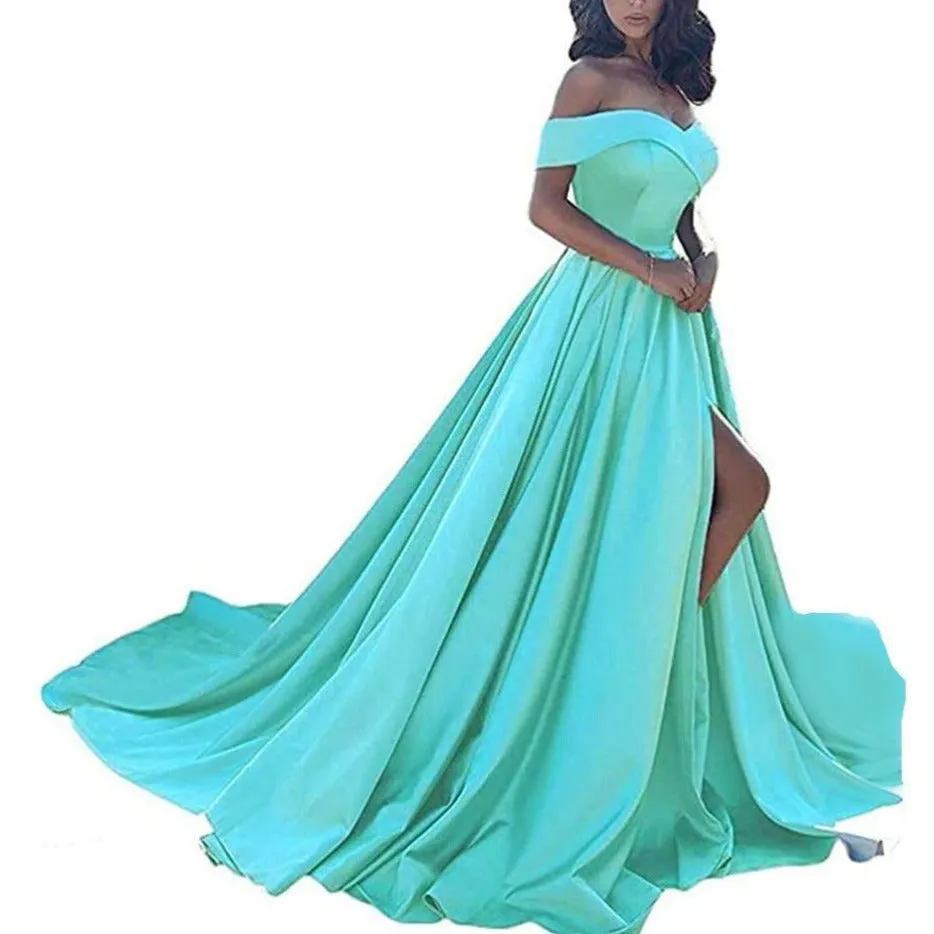 Prom Dresses Long Ball Gowns Off Shoulder Split Formal Wedding Dress for Women