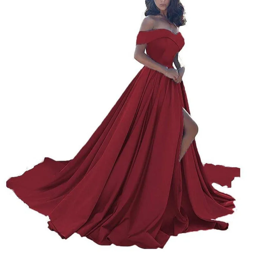 Prom Dresses Long Ball Gowns Off Shoulder Split Formal Wedding Dress for Women