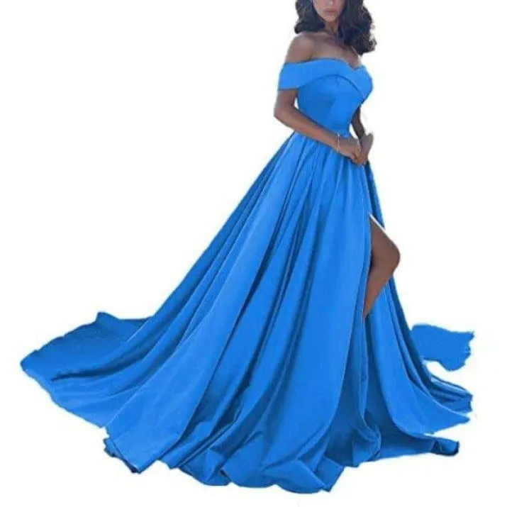 Prom Dresses Long Ball Gowns Off Shoulder Split Formal Wedding Dress for Women