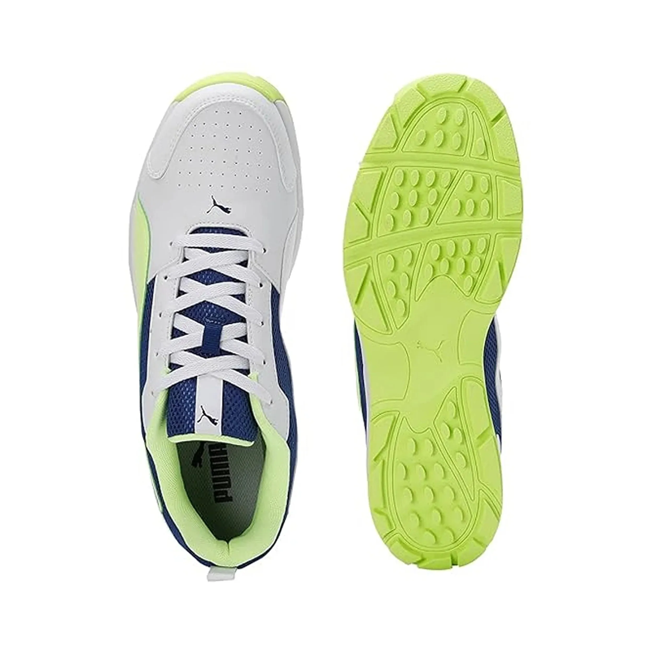 Puma Mens Cricket Highrun Cricket Shoe White-Blazing/Blue-Fast/Yellow - 10780603