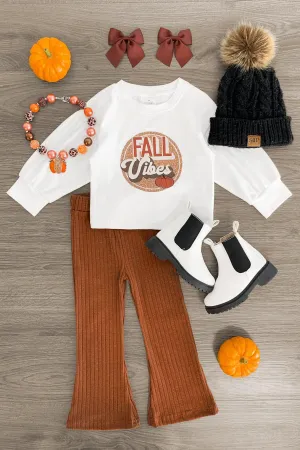 "Fall Vibes" Brown Flare Pant Set