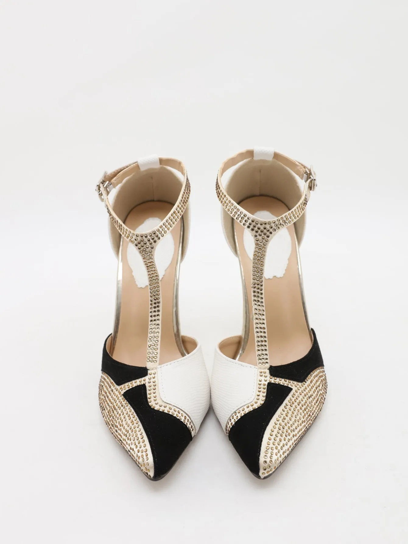 Rhinestone Decor Colorblock Stiletto Heels