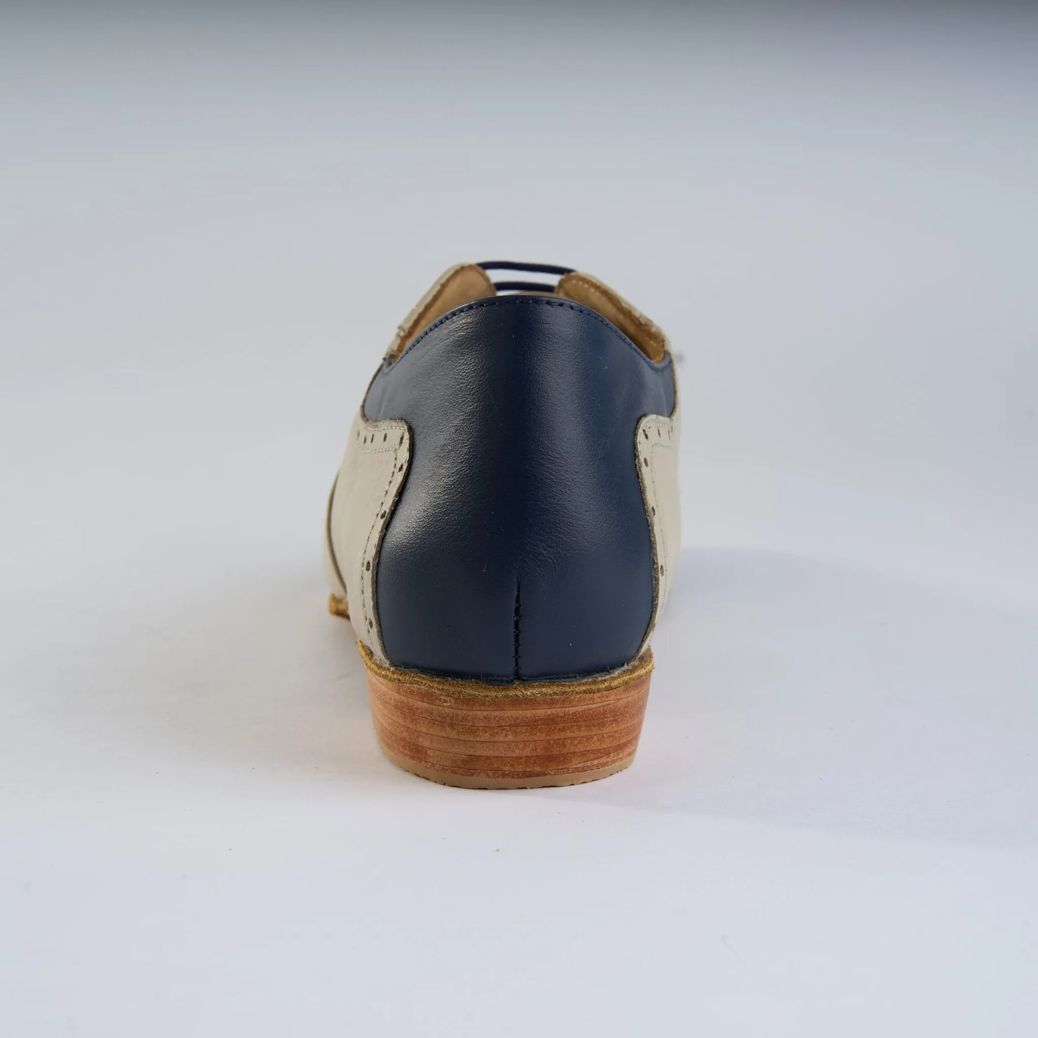 Rich Cream and Navy Blue Leather - Handmade Tango Shoes - Clasico 1078