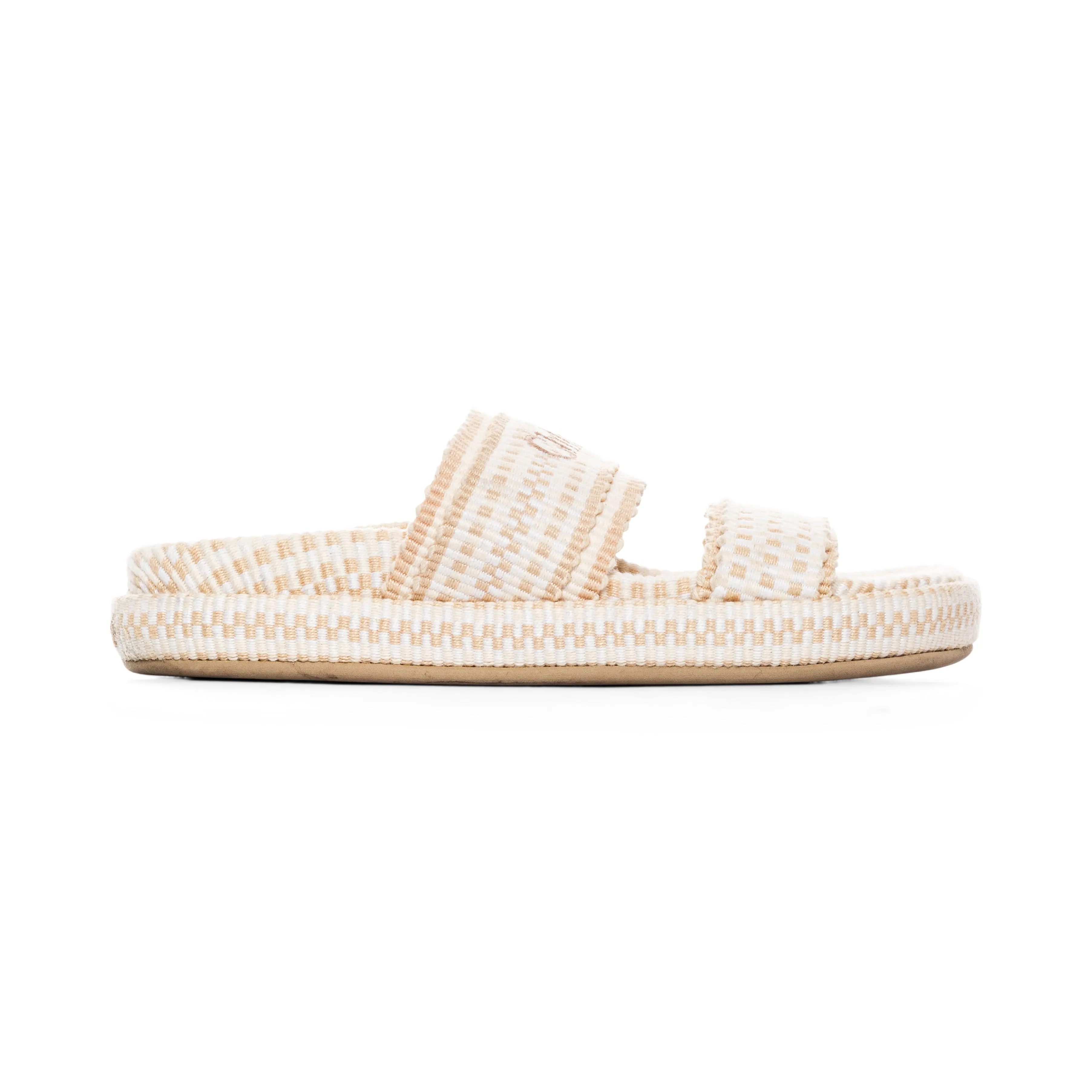 Rori Ivory and Beige Cotton Sandals 36