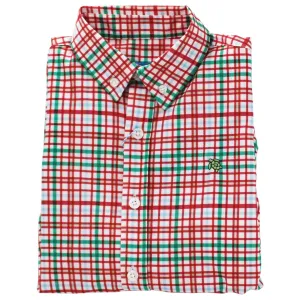 Roscoe Performance Button Down Shirt - Jingle Plaid