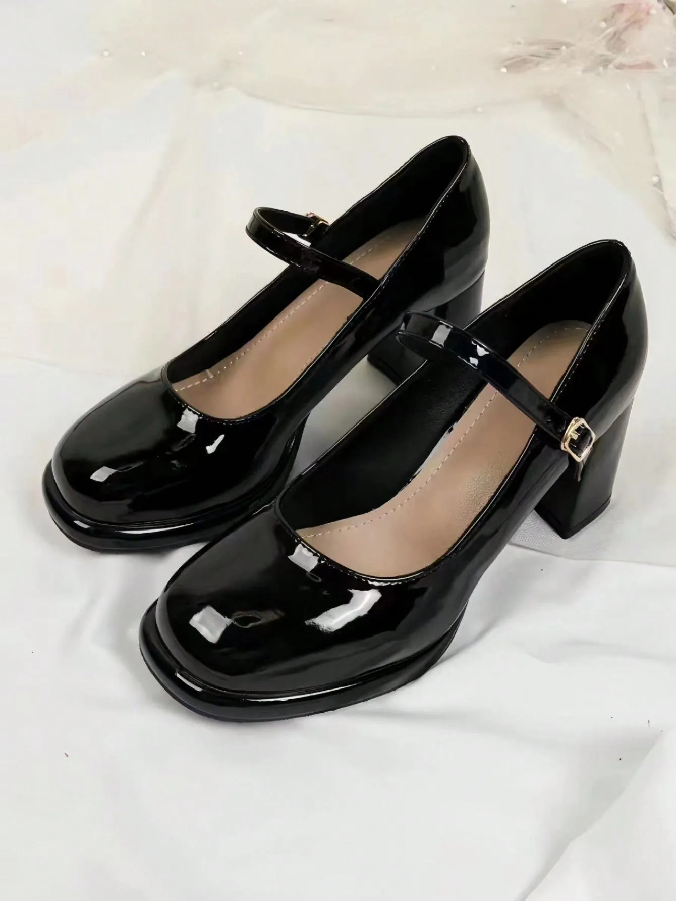 Rounded Toe Thick Heel Mary Jane Waterproof Platform Shoes