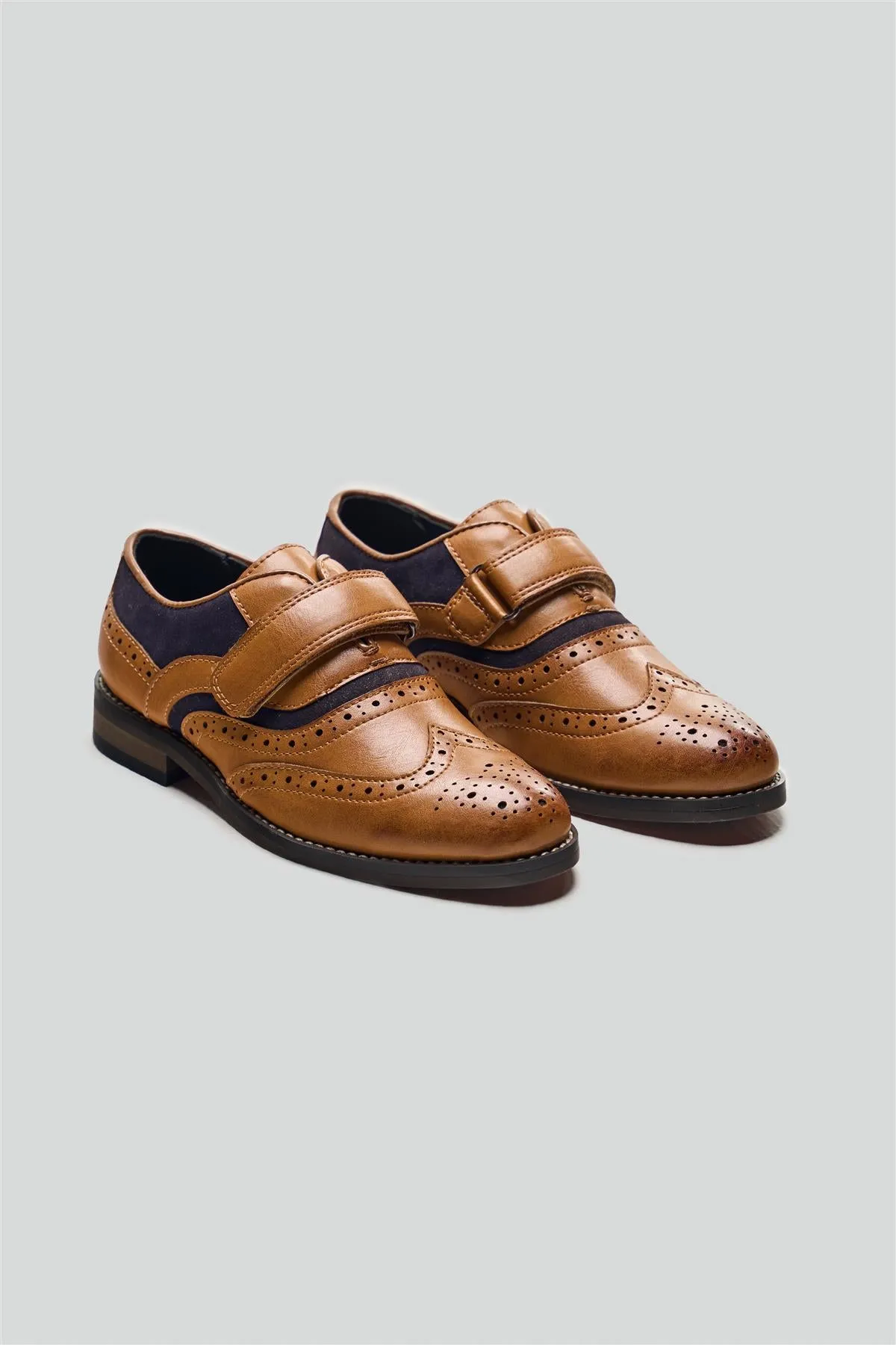 Russel Boys Tan/Navy Shoes