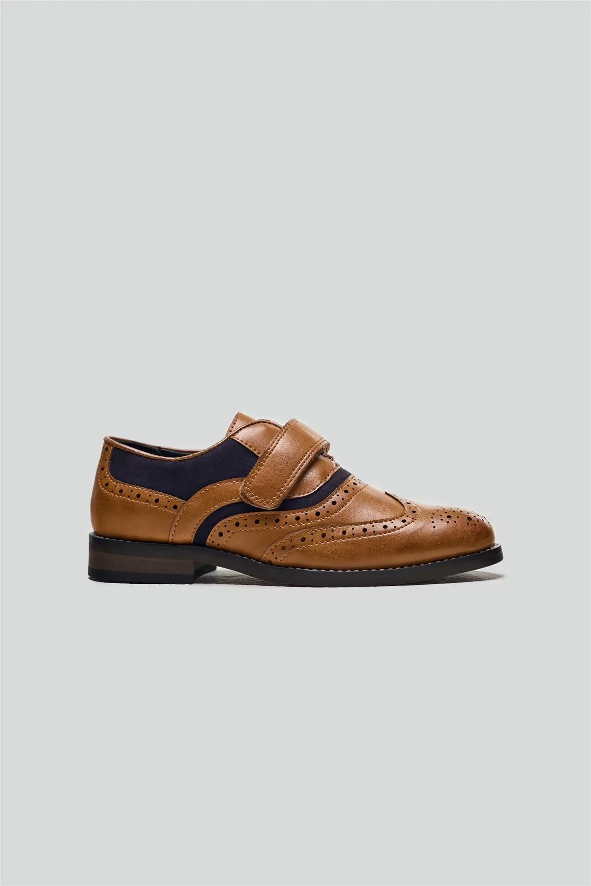 Russel Boys Tan/Navy Shoes