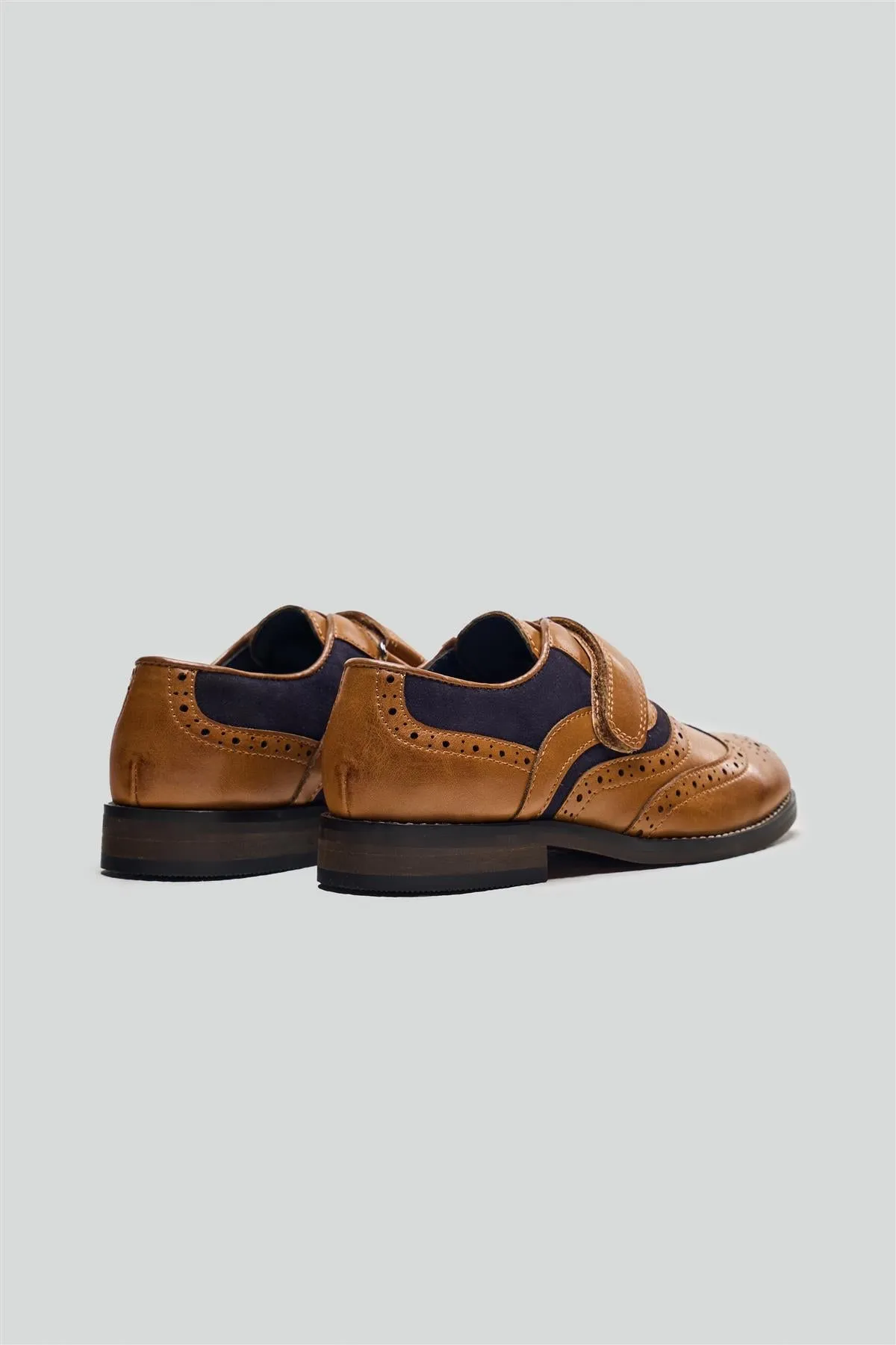 Russel Boys Tan/Navy Shoes