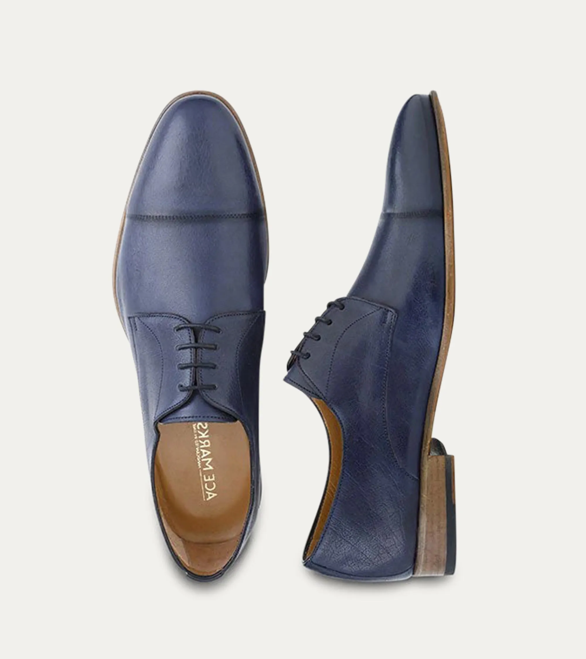 Shane Cap-Toe Oxford in Blue Leather