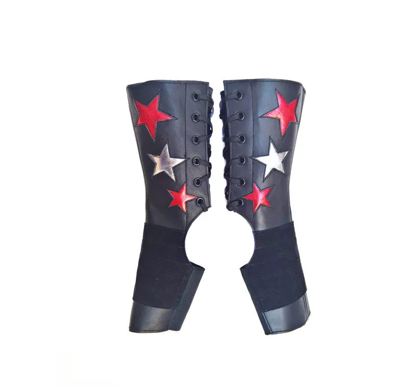 SHORT Stardust Aerial boots w/ Silver & Red Stars   Grip Panel