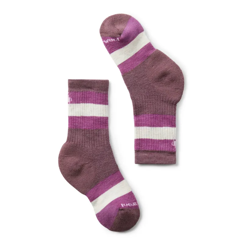 SMARTWOOL KIDS' HIKE FULL CUSHION STRIPED CREW SOCKS