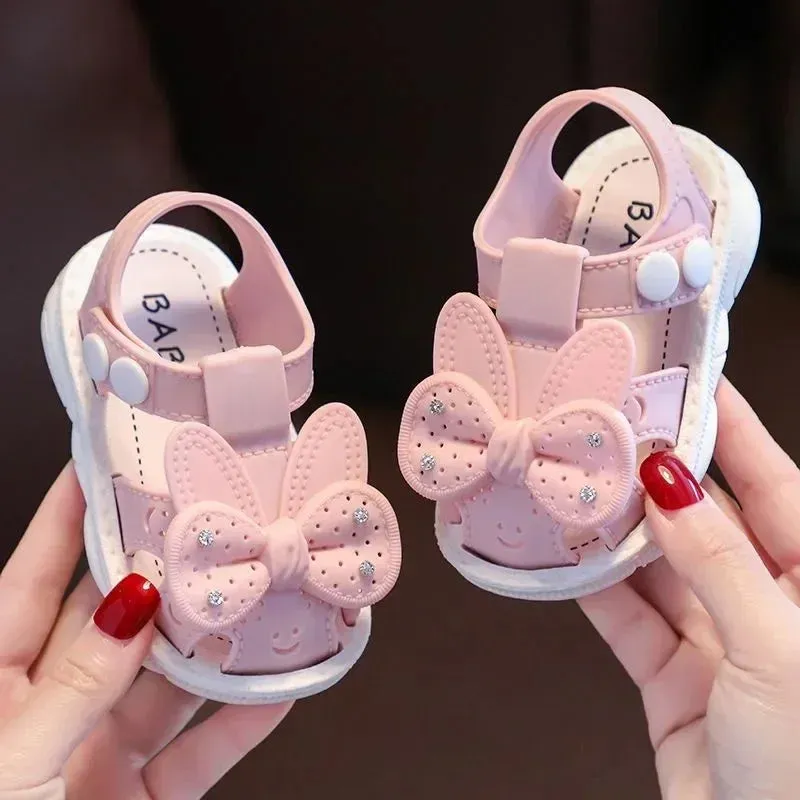 Solid Bow Children's Summer Shoes Cute PVC Beach Non Slip Sandals For Baby Girls Footwear Soft Infant Kids Fashion Sandals