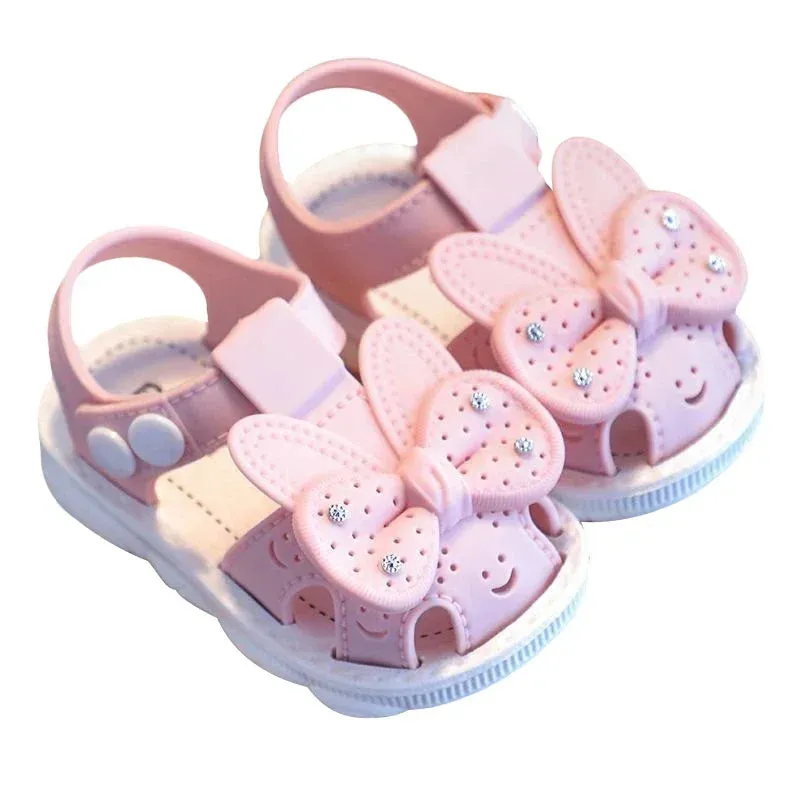 Solid Bow Children's Summer Shoes Cute PVC Beach Non Slip Sandals For Baby Girls Footwear Soft Infant Kids Fashion Sandals