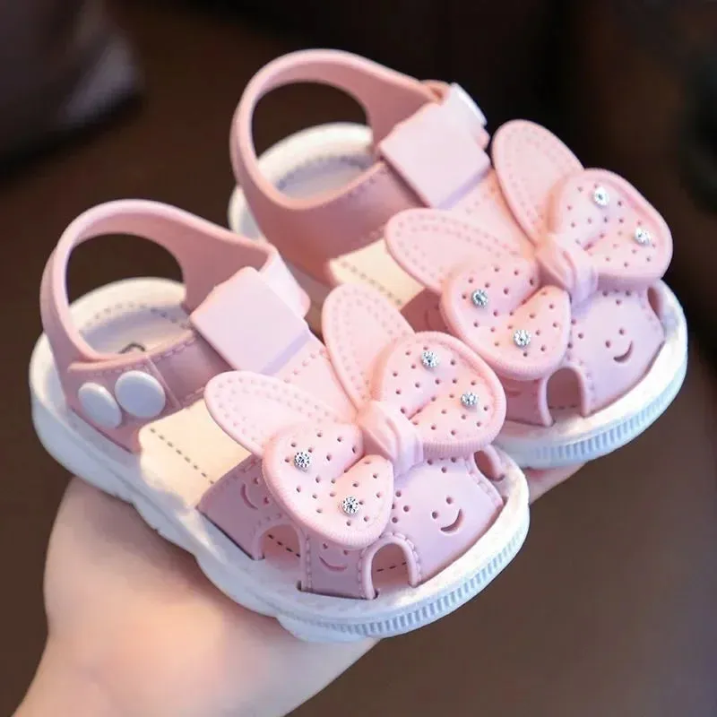 Solid Bow Children's Summer Shoes Cute PVC Beach Non Slip Sandals For Baby Girls Footwear Soft Infant Kids Fashion Sandals