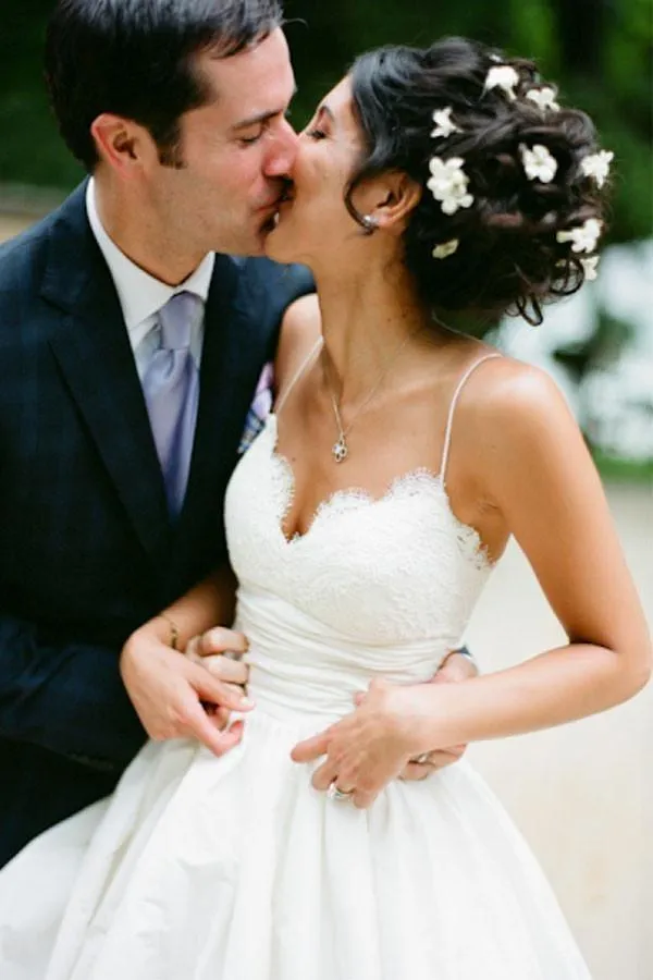 Spaghetti Straps Floor-Length Ivory Wedding Dress With Lace  WD117