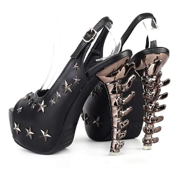 Steampunk Black Studded Sling Back Dress Shoes