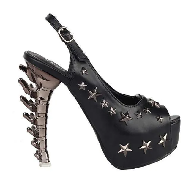 Steampunk Black Studded Sling Back Dress Shoes