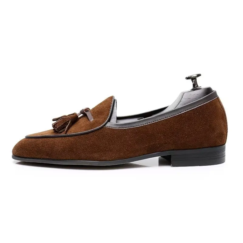 SuedeLux Round Toe Slip On Leather Loafers