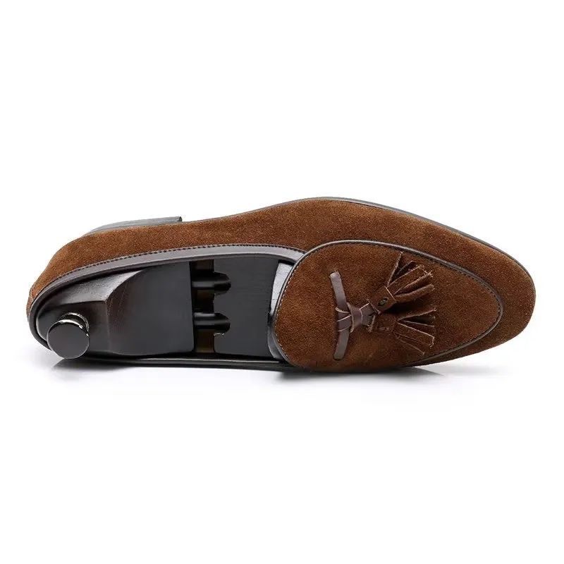 SuedeLux Round Toe Slip On Leather Loafers