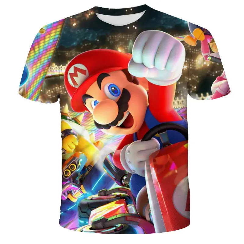 Summer Super Mario Boys Cartoon Top T-shirt Short sleeved Boys Super Mario Children Summer Top Short sleeved Children's T-shirt