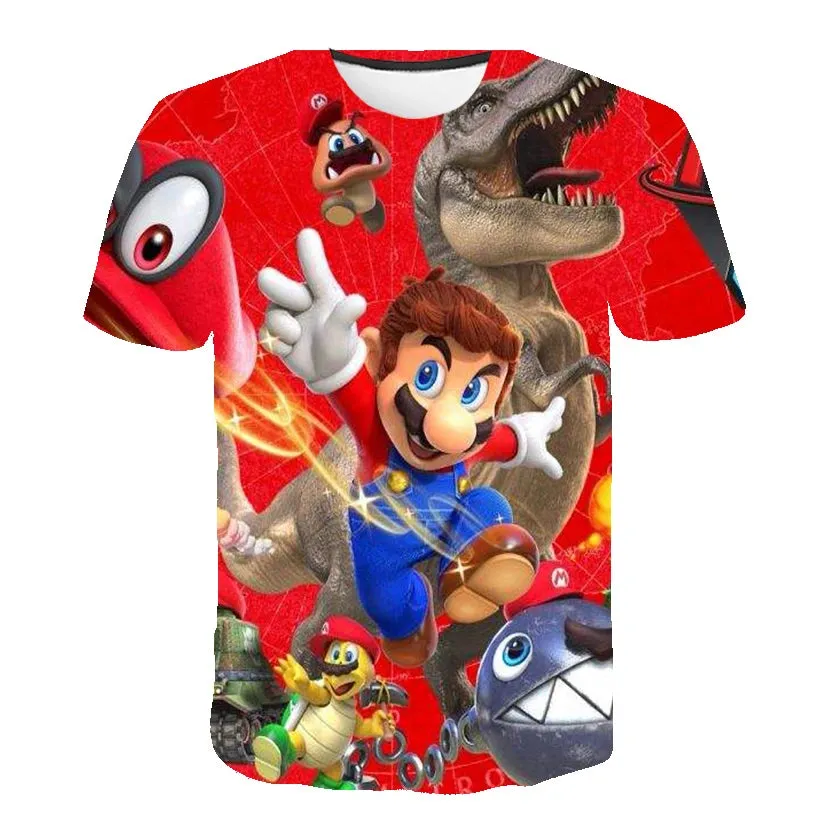 Summer Super Mario Boys Cartoon Top T-shirt Short sleeved Boys Super Mario Children Summer Top Short sleeved Children's T-shirt