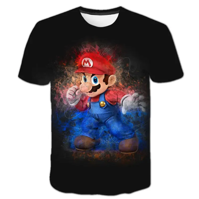 Summer Super Mario Boys Cartoon Top T-shirt Short sleeved Boys Super Mario Children Summer Top Short sleeved Children's T-shirt