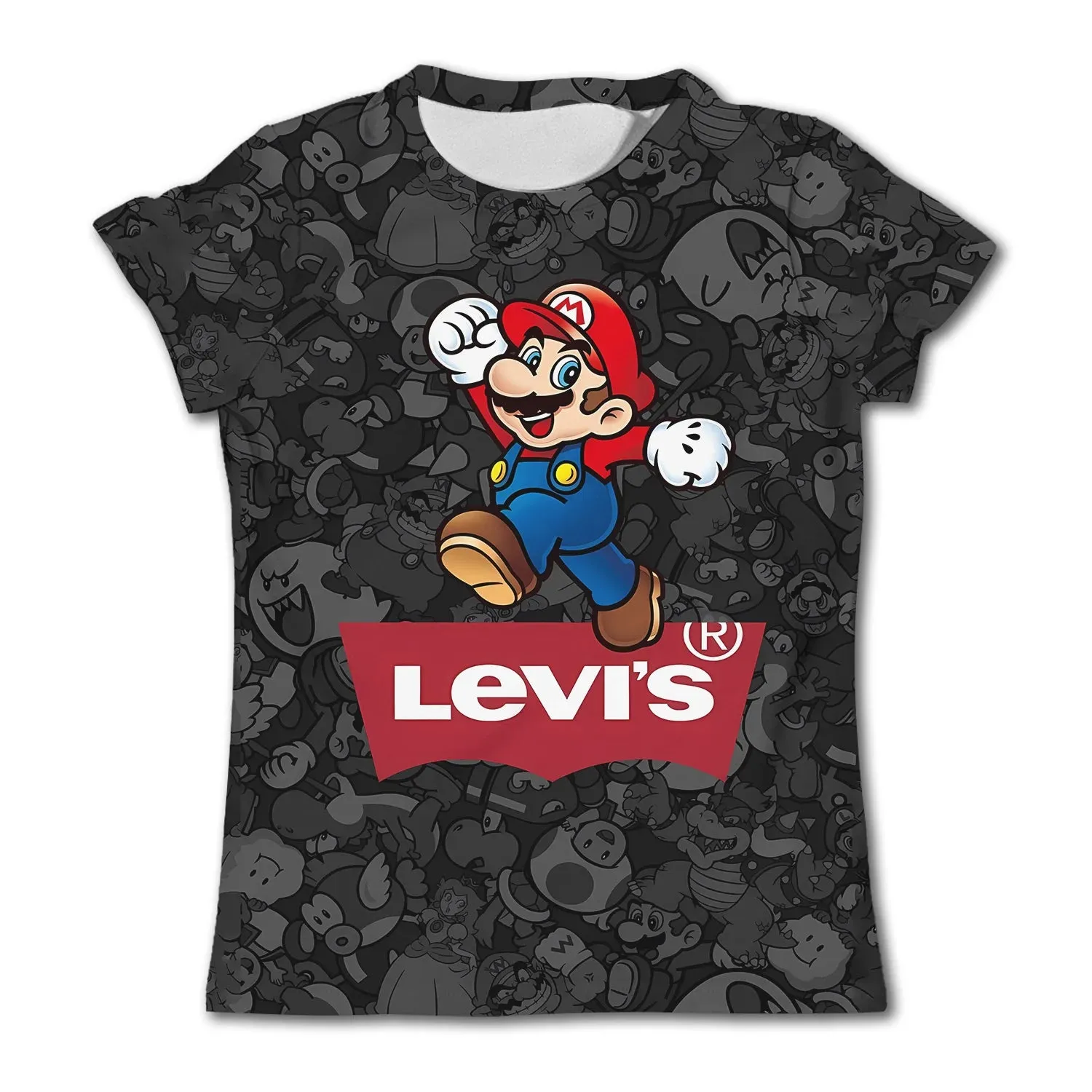 Summer Super Mario Boys Cartoon Top T-shirt Short sleeved Boys Super Mario Children Summer Top Short sleeved Children's T-shirt