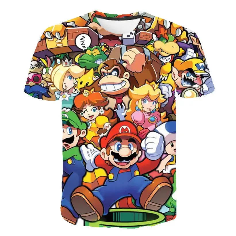 Summer Super Mario Boys Cartoon Top T-shirt Short sleeved Boys Super Mario Children Summer Top Short sleeved Children's T-shirt