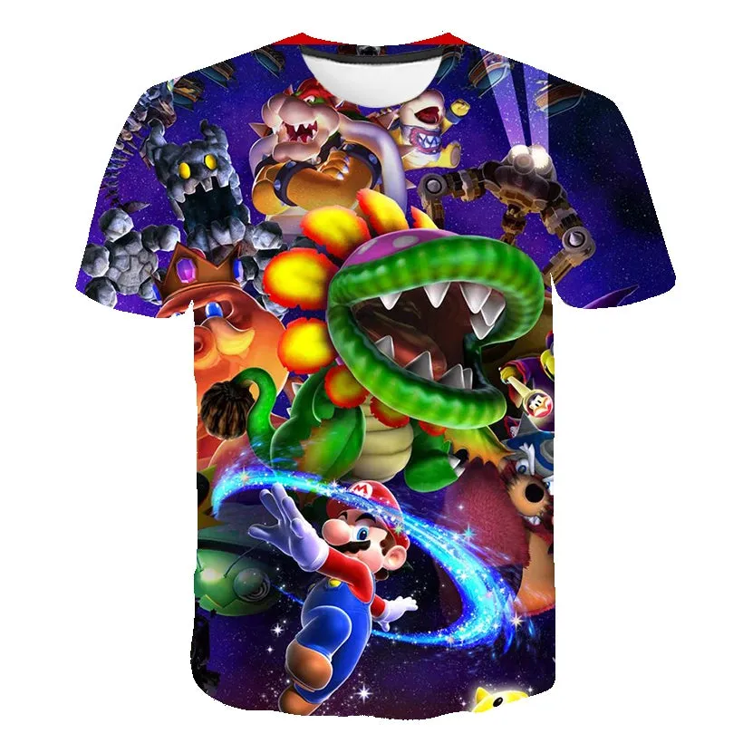 Summer Super Mario Boys Cartoon Top T-shirt Short sleeved Boys Super Mario Children Summer Top Short sleeved Children's T-shirt