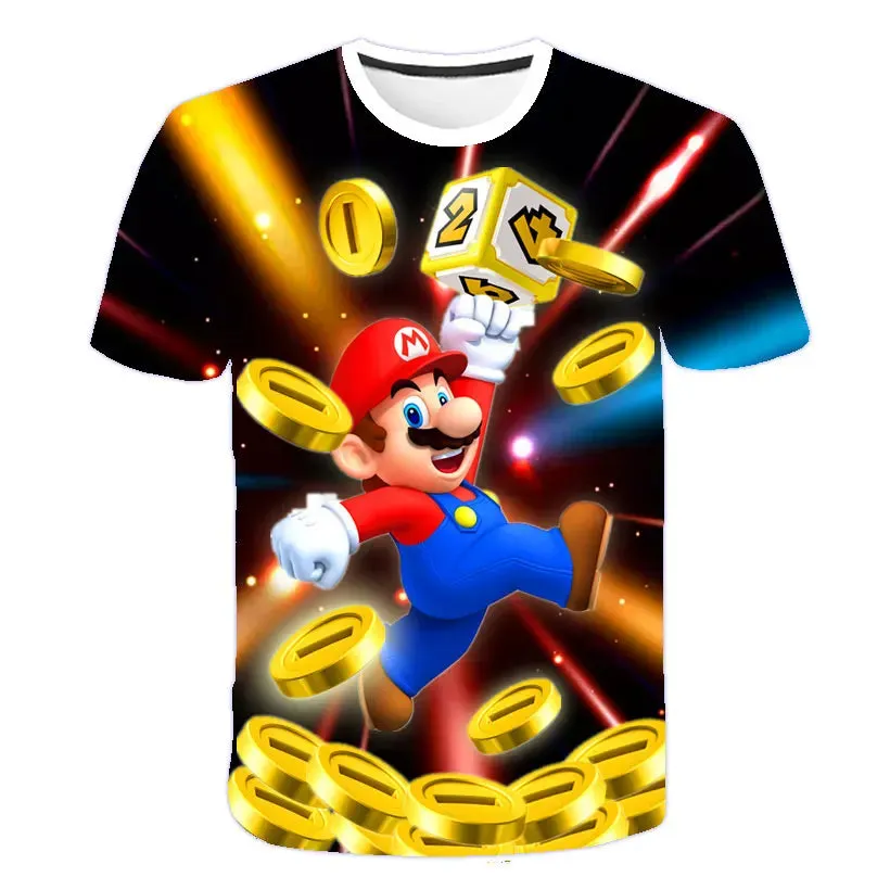 Summer Super Mario Boys Cartoon Top T-shirt Short sleeved Boys Super Mario Children Summer Top Short sleeved Children's T-shirt