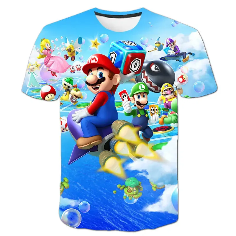 Summer Super Mario Boys Cartoon Top T-shirt Short sleeved Boys Super Mario Children Summer Top Short sleeved Children's T-shirt