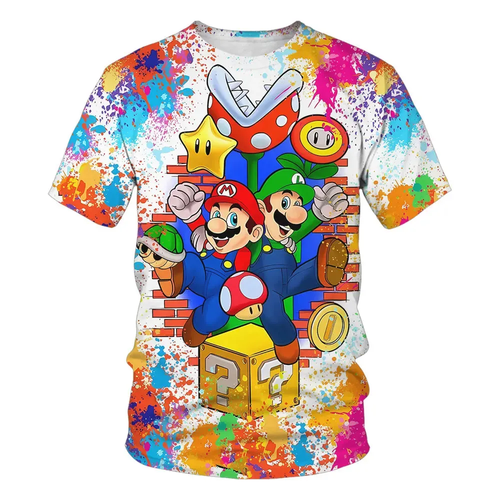 Summer Super Mario Boys Cartoon Top T-shirt Short sleeved Boys Super Mario Children Summer Top Short sleeved Children's T-shirt