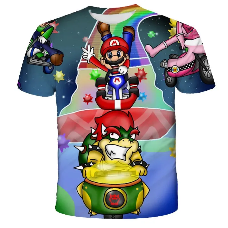 Summer Super Mario Boys Cartoon Top T-shirt Short sleeved Boys Super Mario Children Summer Top Short sleeved Children's T-shirt