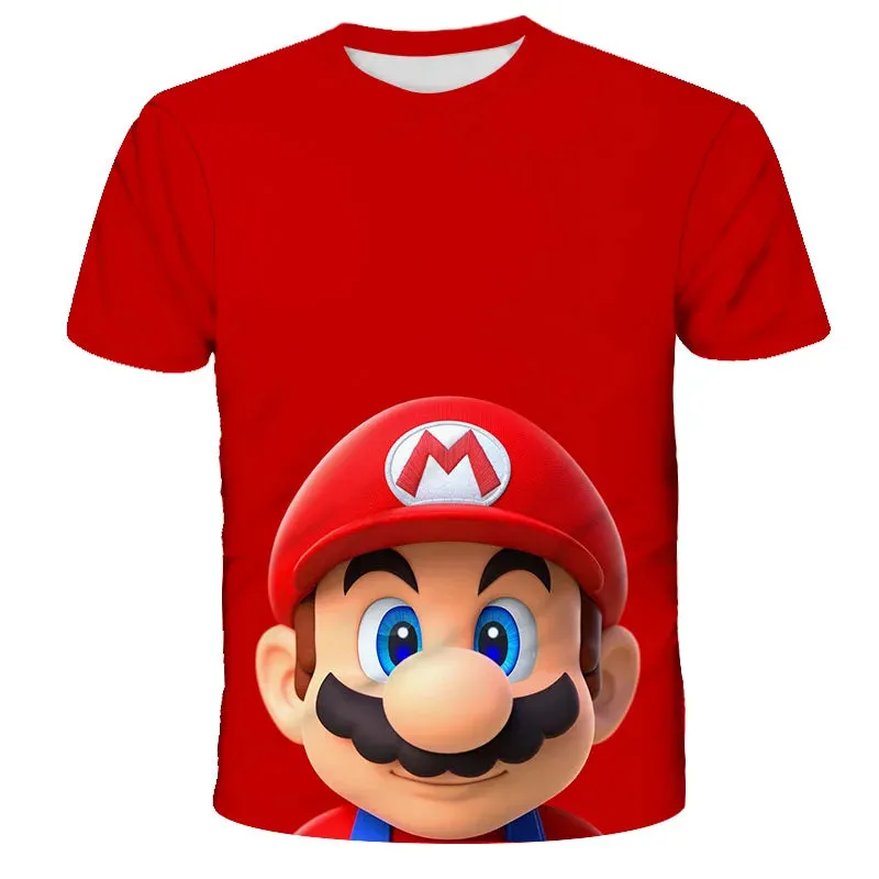 Summer Super Mario Boys Cartoon Top T-shirt Short sleeved Boys Super Mario Children Summer Top Short sleeved Children's T-shirt