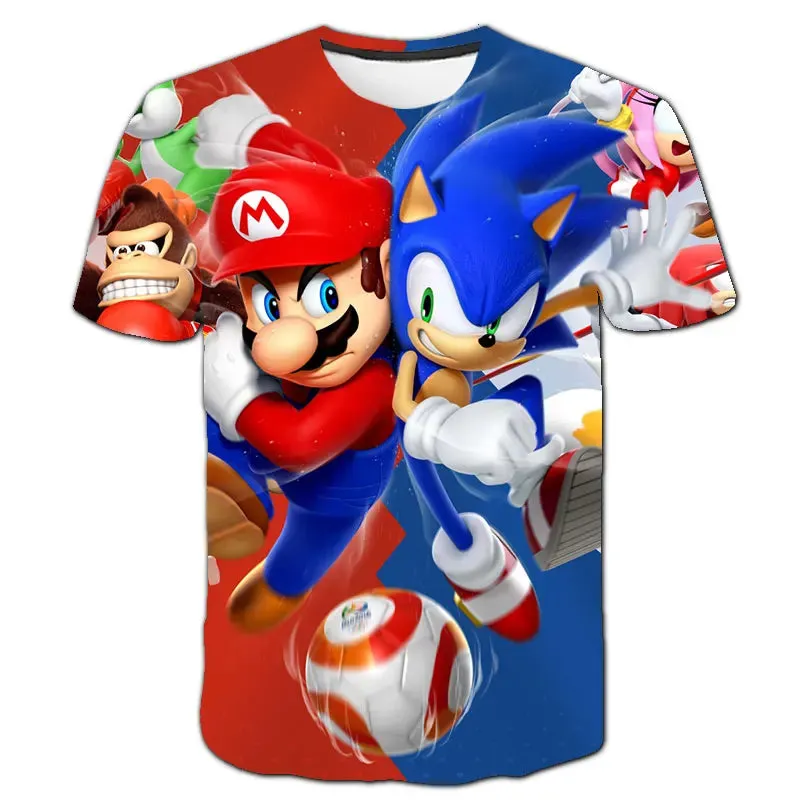 Summer Super Mario Boys Cartoon Top T-shirt Short sleeved Boys Super Mario Children Summer Top Short sleeved Children's T-shirt